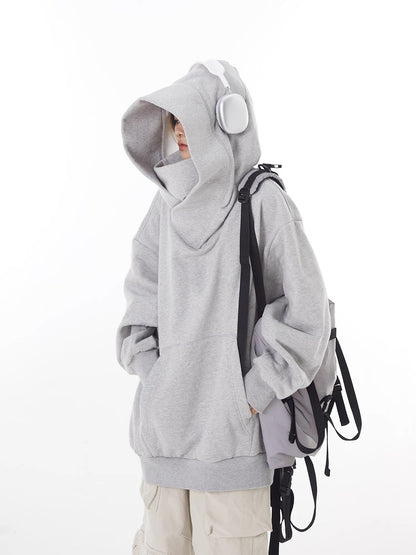 Loose High Collar Fleece Lined Hoodie